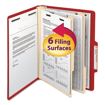 Smead® Colored Top Tab Classification Folders, 2 Dividers, Letter Size, Red, 10-box freeshipping - TVN Wholesale